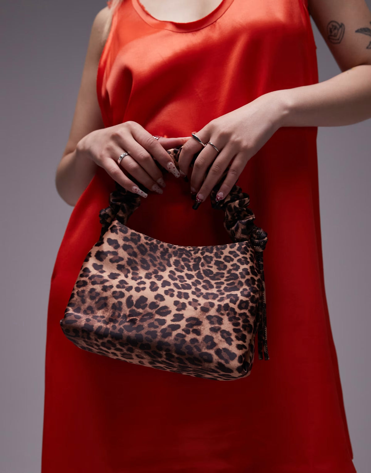 Topshop Gilbert grab bag with ruched handle in leopard